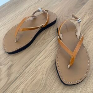 Gimaguas Palma Leather Sandals Thong Brown Minimalist Size 38